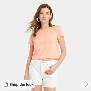 NEW Universal Thread Peach Orange Shrunken Shirt Target Medium Crop